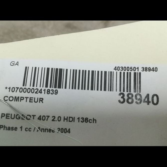 Compteur occasion PEUGEOT 407 Phase 1 04-2004->07-2008 2.0 HDI 136ch 610395 3