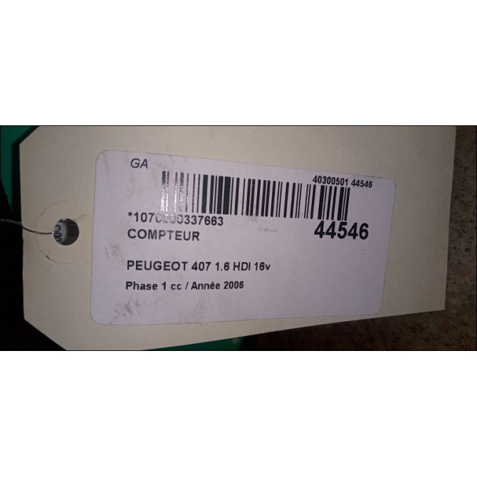 Compteur occasion PEUGEOT 407 Phase 1 04-2004->07-2008 1.6 HDI 16v 610395 4