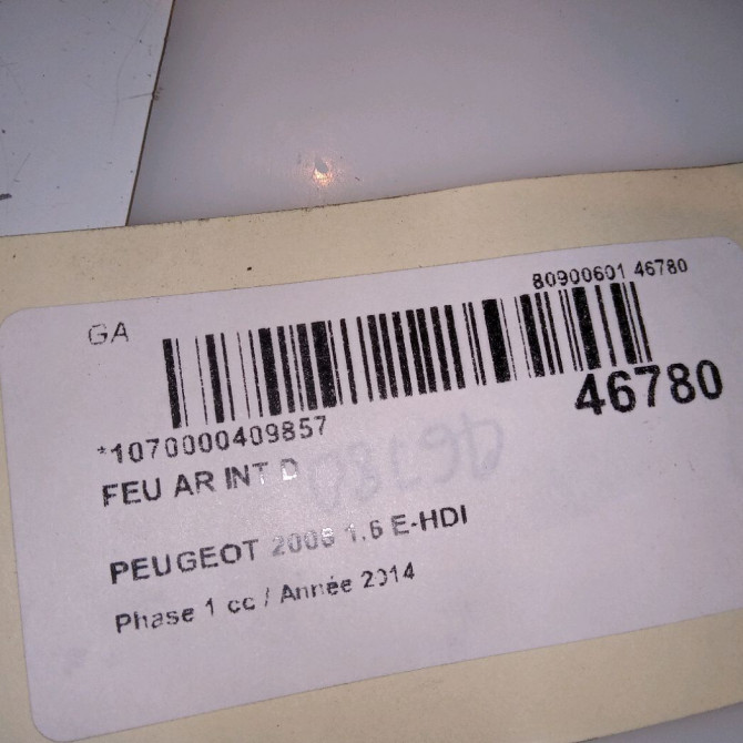 Feu arrière intérieur droit occasion PEUGEOT 2008 Phase 1 01-2013->... 1.6 E-HDI 92ch 9678074580 5