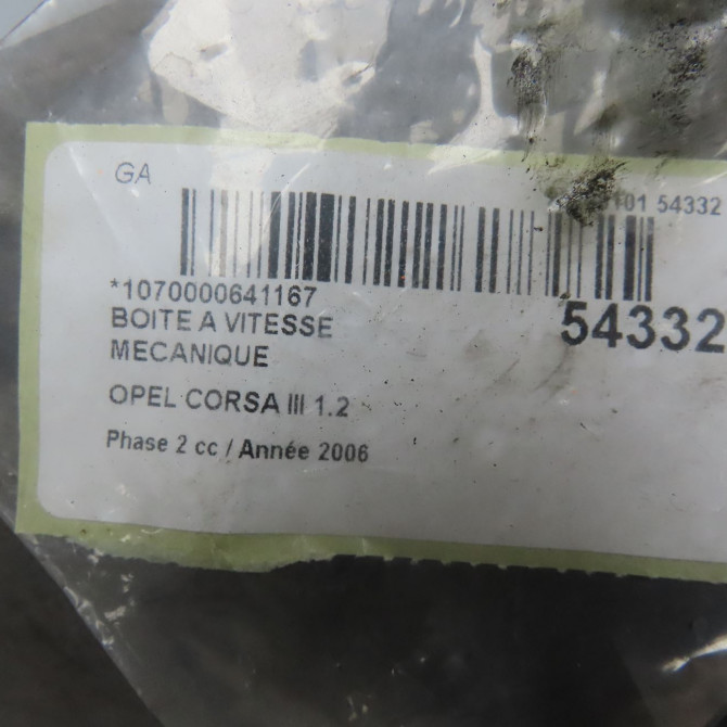 Boîte à vitesse mecanique occasion OPEL CORSA III Phase 2 08-2003->09-2006 1.2 TWINPORT 80ch 55566119 6
