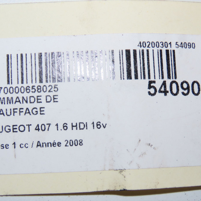 Commande de chauffage occasion PEUGEOT 407 Phase 1 04-2004->07-2008 1.6 HDI 16v 6452L6 8