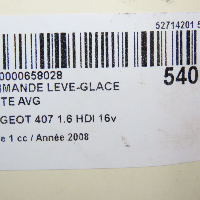 Commande lève-glace porte avant gauche occasion PEUGEOT 407 Phase 1 04-2004->07-2008 1.6 HDI 16v 6554ES 4