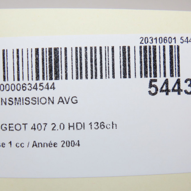 Transmission avant gauche occasion PEUGEOT 407 Phase 1 04-2004->07-2008 2.0 HDI 136ch 3272NP 6