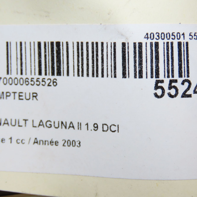 Compteur occasion RENAULT LAGUNA II Phase 1 11-2000->03-2005 1.9 DCI 110ch 7711380001 7