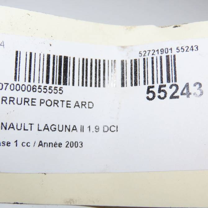 Serrure porte ard occasion RENAULT LAGUNA II Phase 1 11-2000->03-2005 1.9 DCI 110ch 8200000658 4