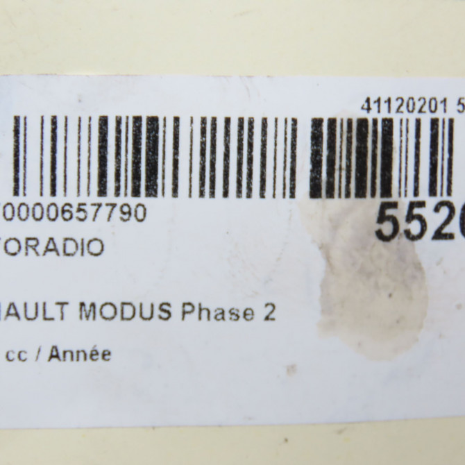 Autoradio occasion RENAULT MODUS Phase 2 01-2008->12-2012 1.6i 16v 110ch 8200633632 5