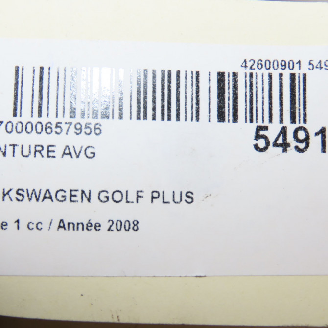 Ceinture avant gauche occasion VOLKSWAGEN GOLF PLUS Phase 1 03-2005->03-2009 1.9 TDI 105ch 5M1857705DRAA 7