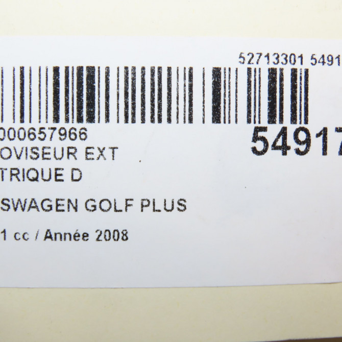 Retroviseur exterieur electrique droit occasion VOLKSWAGEN GOLF PLUS Phase 1 03-2005->03-2009 1.9 TDI 105ch 5M1857508AS9B9 7