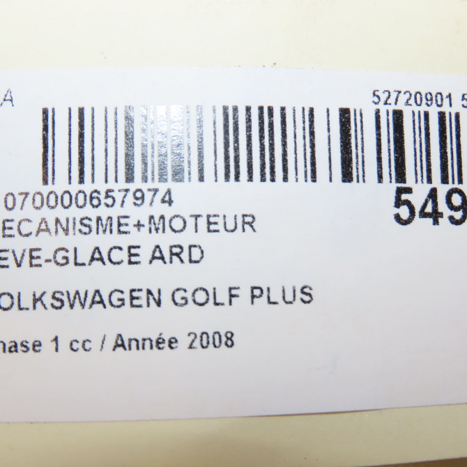 Mecanisme+moteur leve-glace ard occasion VOLKSWAGEN GOLF PLUS Phase 1 03-2005->03-2009 1.9 TDI 105ch 5M0839462 7