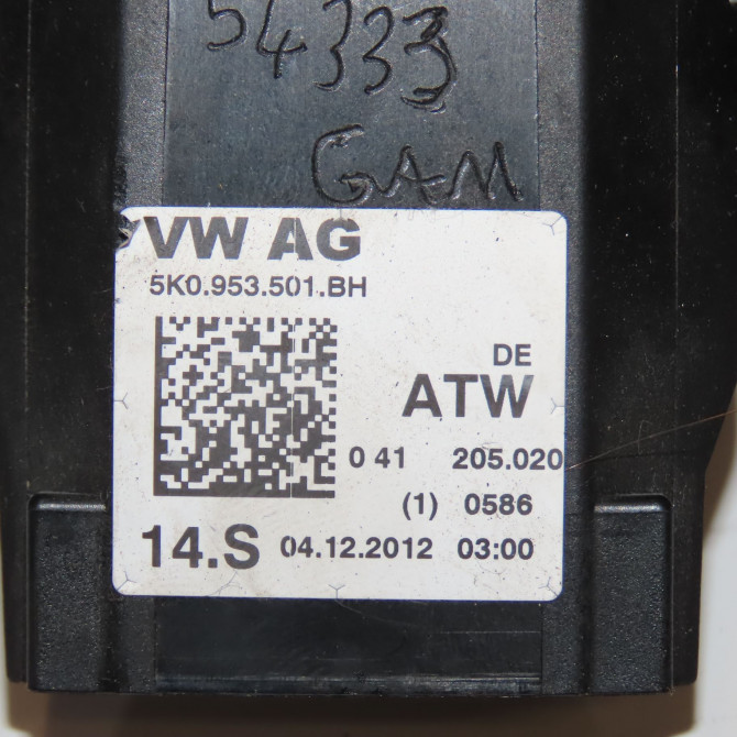 Bloc commodos occasion VOLKSWAGEN TOURAN II Phase 1 09-2010->12-2015 2.0 TDI 140ch 5K0953502M9B9 5