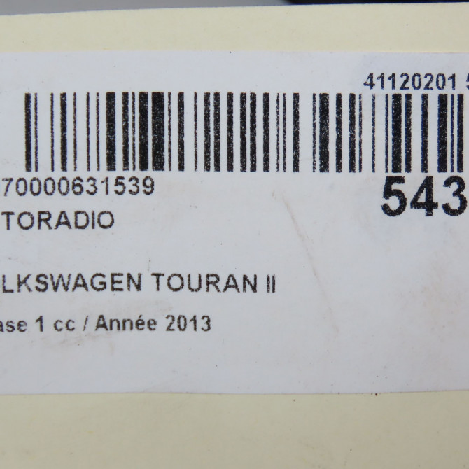 Autoradio occasion VOLKSWAGEN TOURAN II Phase 1 09-2010->12-2015 2.0 TDI 140ch 6
