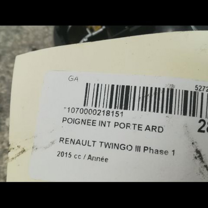 Poignee int porte ard occasion RENAULT TWINGO III Phase 1 06-2014->... 829500935R 3