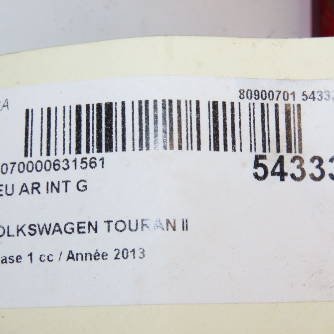 Feu arrière interieur gauche occasion VOLKSWAGEN TOURAN II Phase 1 09-2010->12-2015 2.0 TDI 140ch 1T0945093 5