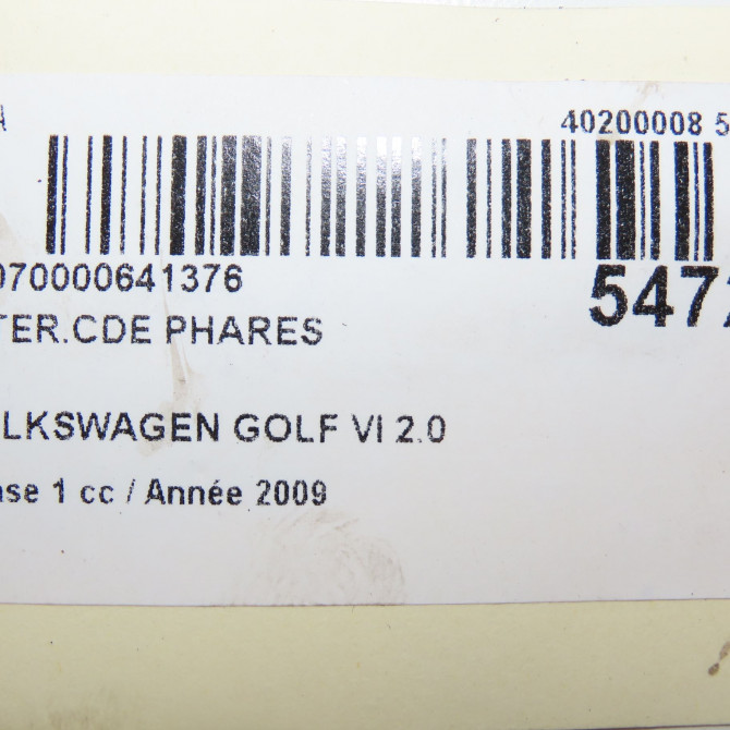 Interrupteur commande de phares occasion VOLKSWAGEN GOLF VI Phase 1 10-2008->04-2013 2.0 TDI 110ch 1K0953513H9B9 6