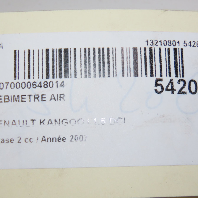 Debimetre air occasion RENAULT KANGOO I Phase 2 03-2003->06-2010 1.5 DCI 70ch 8200280056 6