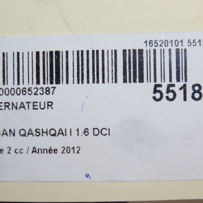 Alternateur occasion NISSAN QASHQAI I Phase 2 03-2010->04-2014 1.6 DCI 130ch 23100JD75M 7