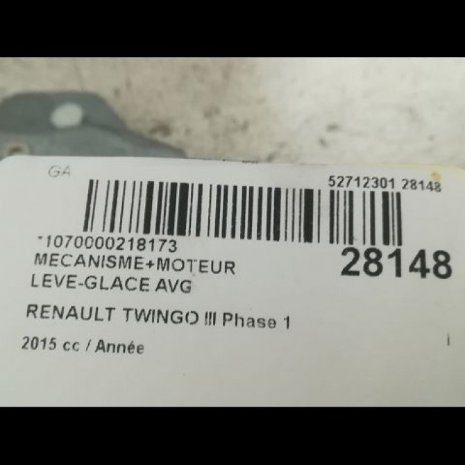 Mecanisme+moteur leve-glace avg occasion RENAULT TWINGO III Phase 1 06-2014->... 807215092R 3