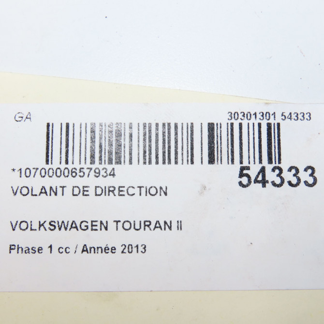 Volant de direction occasion VOLKSWAGEN TOURAN II Phase 1 09-2010->12-2015 2.0 TDI 140ch 1T0419091AEGSQ 4