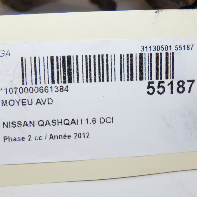 Moyeu avd occasion NISSAN QASHQAI I Phase 2 03-2010->04-2014 1.6 DCI 130ch 40202JG01B 5