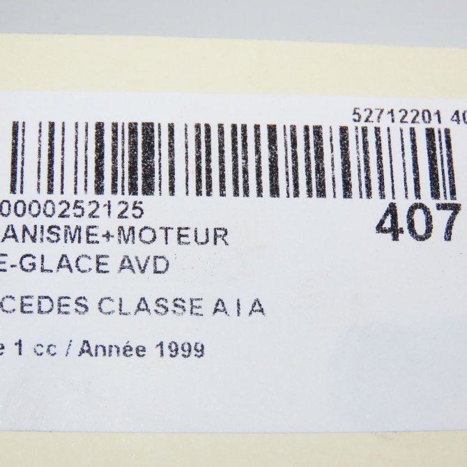 Mecanisme + moteur lève-glace avant droit occasion MERCEDES CLASSE A I Phase 1 01-1998->03-2001 A 170 CDI 1687201246 6