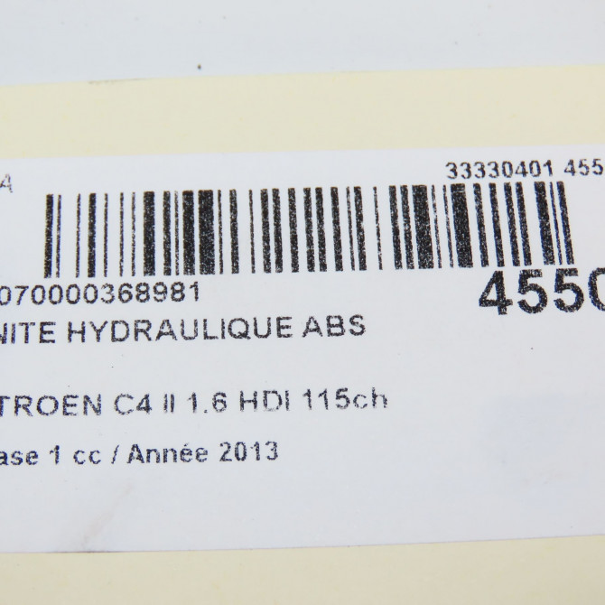 Unité hydraulique ABS occasion CITROEN C4 II Phase 1 10-2010->01-2015 1.6 HDI 115ch 1606919380 8