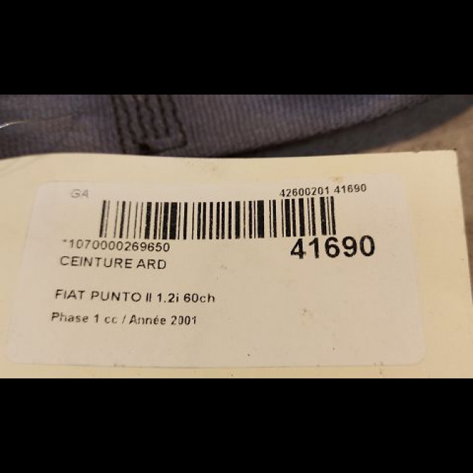 Ceinture arrière droite occasion FIAT PUNTO II Phase 1 10-1999->05-2003 1.2i 60ch 735273415 3