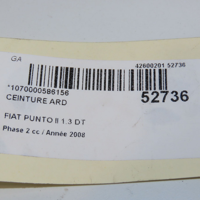Ceinture arrière droite occasion FIAT PUNTO II Phase 2 05-2003->10-2009 1.3 DT MULTIJET 16v 70ch 735273415 5