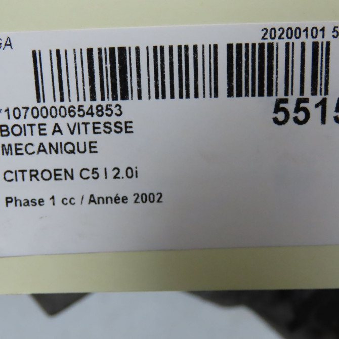 Boîte à vitesse mecanique occasion CITROEN C5 I Phase 1 03-2001->09-2004 2.0i 2205ZH 6