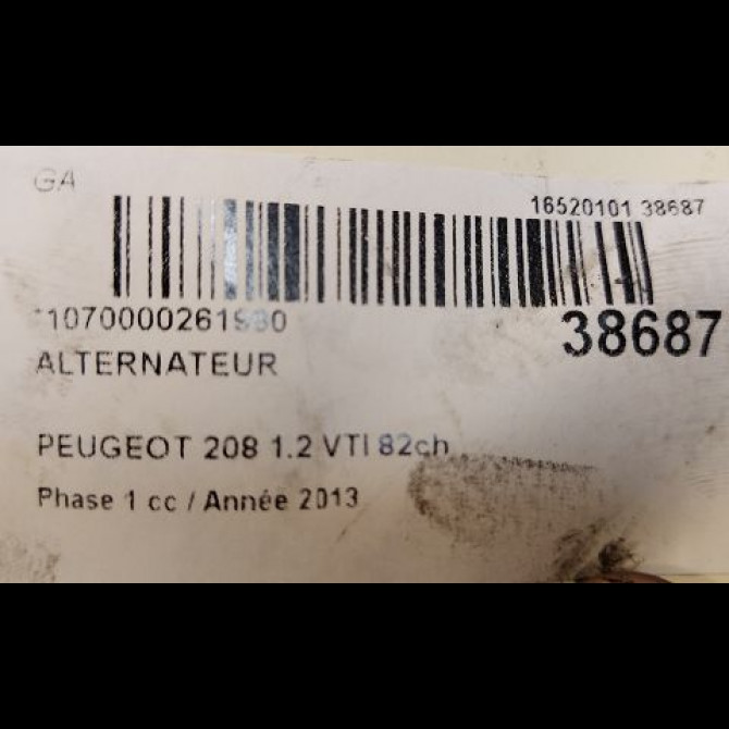 Alternateur occasion PEUGEOT 208 208 Phase 1 2012-03-01->2015-09-30 1.2 VTI 82ch 9806007480 4