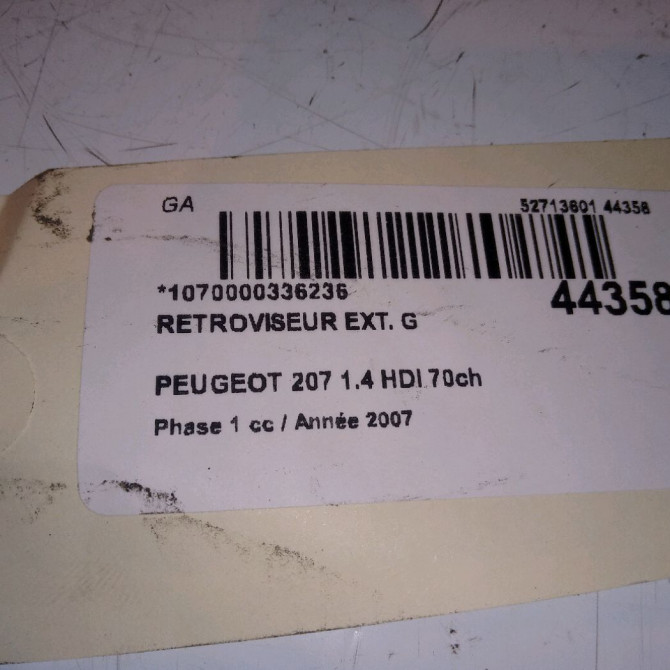 Retroviseur exterieur gauche occasion PEUGEOT 207 Phase 1 04-2006->06-2013 1.4 HDI 70ch 8149ZE 4