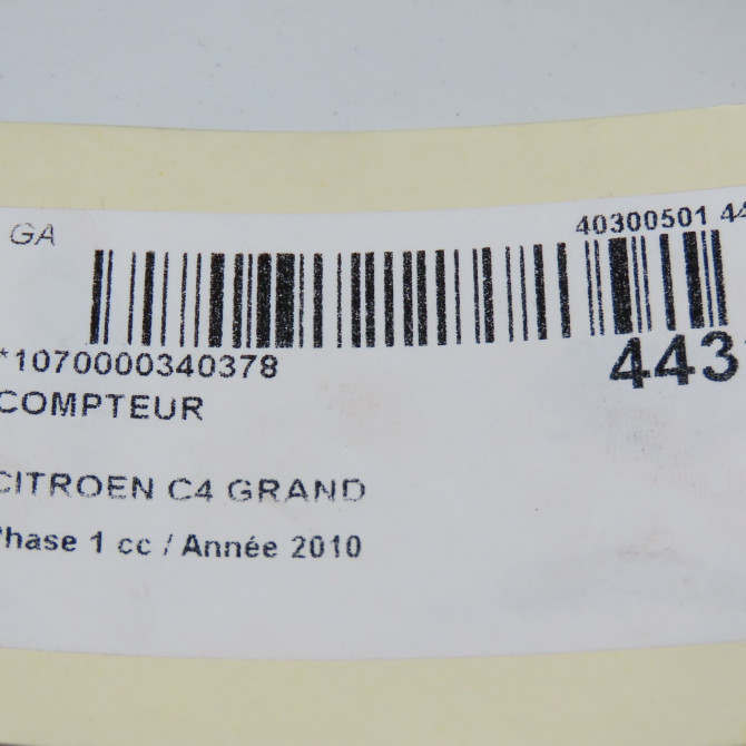 Compteur occasion CITROEN C4 GRAND PICASSO I Phase 1 10-2006->09-2013 1.6 HDI 110ch 6103KV 6