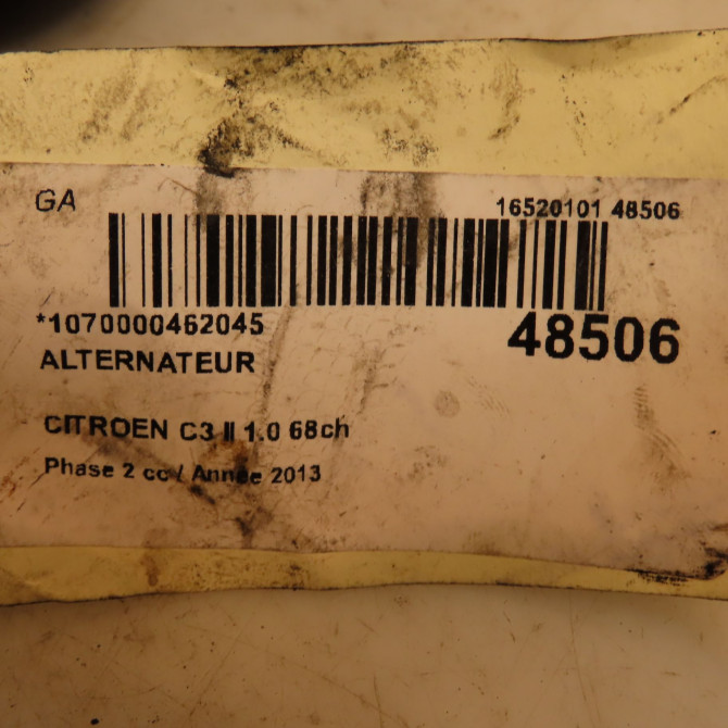 Alternateur occasion CITROEN C3 II Phase 2 03-2013->12-2016 1.0 68ch 9806007480 4