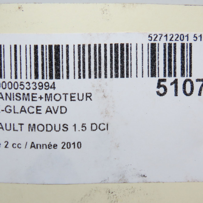 Mecanisme + moteur lève-glace avant droit occasion RENAULT MODUS Phase 2 01-2008->12-2012 1.5 DCI 85ch 8200748379 6