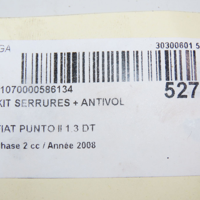 Kit serrures + antivol occasion FIAT PUNTO II Phase 2 05-2003->10-2009 1.3 DT MULTIJET 16v 70ch 71751279 7