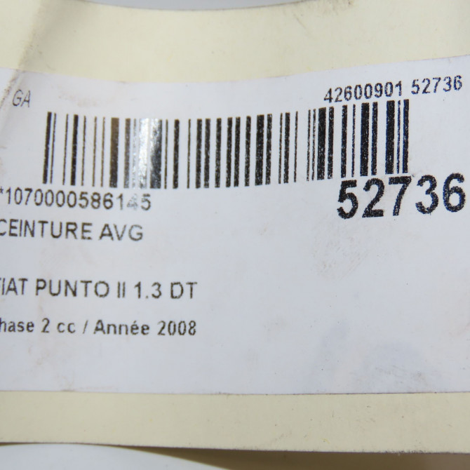 Ceinture avant gauche occasion FIAT PUNTO II Phase 2 05-2003->10-2009 1.3 DT MULTIJET 16v 70ch 735347170 5