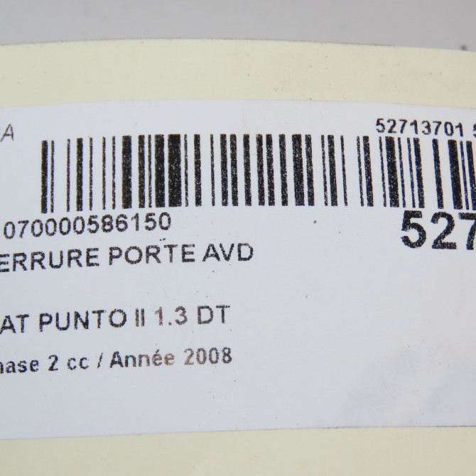 Serrure porte avd occasion FIAT PUNTO II Phase 2 05-2003->10-2009 1.3 DT MULTIJET 16v 70ch 46536061 5