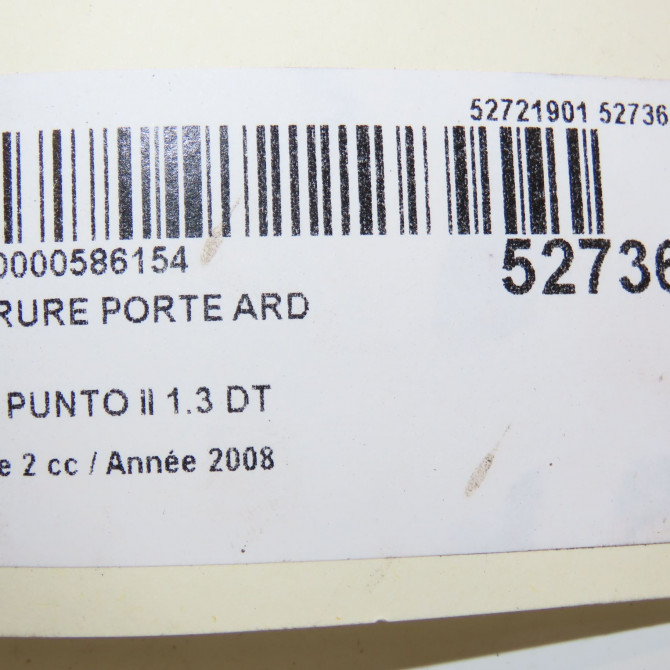 Serrure porte ard occasion FIAT PUNTO II Phase 2 05-2003->10-2009 1.3 DT MULTIJET 16v 70ch 46536063 5