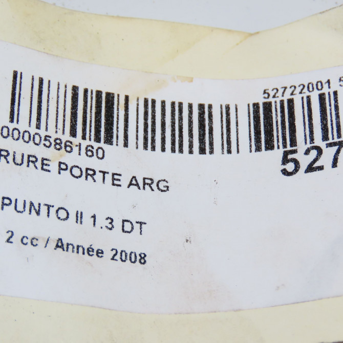 Serrure porte arg occasion FIAT PUNTO II Phase 2 05-2003->10-2009 1.3 DT MULTIJET 16v 70ch 46536064 5