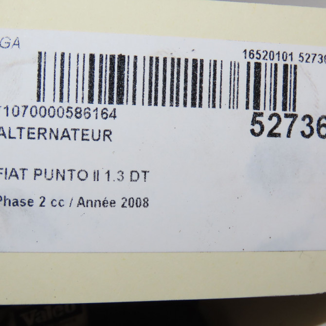 Alternateur occasion FIAT PUNTO II Phase 2 05-2003->10-2009 1.3 DT MULTIJET 16v 70ch 52003513 7