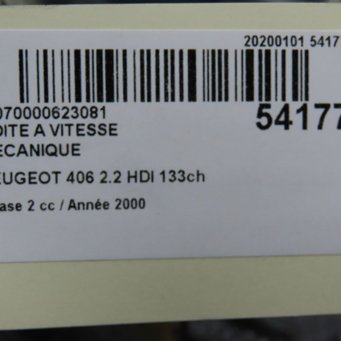 Boîte à vitesse mecanique occasion PEUGEOT 406 Phase 2 04-1999->04-2004 2.2 HDI 133ch 2222AV 6