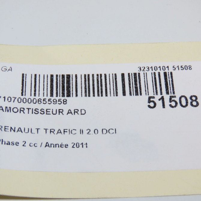 Amortisseur arrière droit occasion RENAULT TRAFIC II Phase 2 08-2006->... 2.0 DCI 90ch 8200726567 3