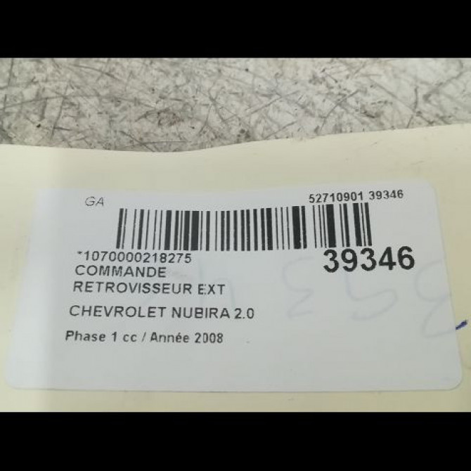 Commande rétroviseurs extérieures électriques occasion CHEVROLET NUBIRA Phase 1 01-2005->09-2009 2.0 TDCI 121ch 96546914 2