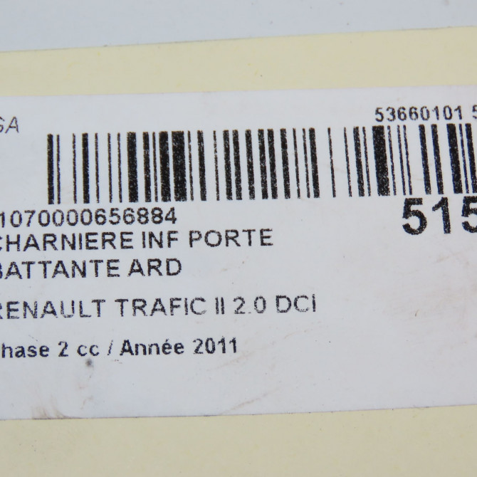 Charniere inf porte battante ard occasion RENAULT TRAFIC II Phase 2 08-2006->... 2.0 DCI 90ch 8200527428 5