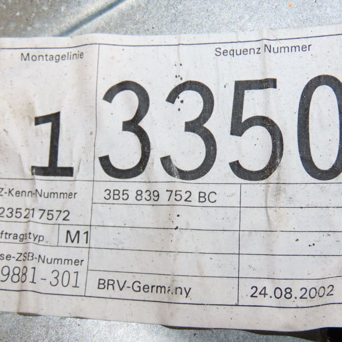 Mecanisme+moteur leve-glace ard occasion VOLKSWAGEN PASSAT IV Phase 2 10-2000->03-2005 1.9 TDI 100ch 3B5839462A 5