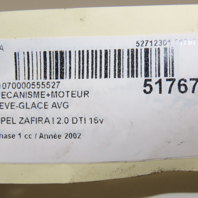 Mecanisme+moteur leve-glace avg occasion OPEL ZAFIRA I Phase 1 03-1999->07-2005 2.0 DTI 16v 100ch 5