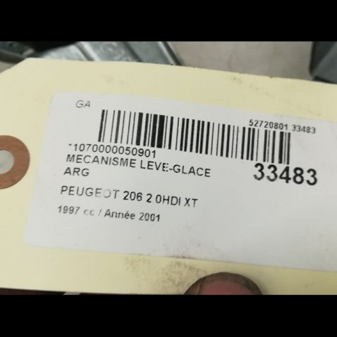 Mecanisme leve-glace arrière gauche occasion PEUGEOT 206 Phase 1 09-1998->03-2009 2.0 HDI 922351 3