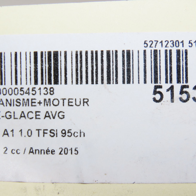 Mecanisme+moteur leve-glace avg occasion AUDI A1 A1 Phase 2 2014-12-01->2019-06-30 1.0 TFSI 95ch 8X4837461A 7