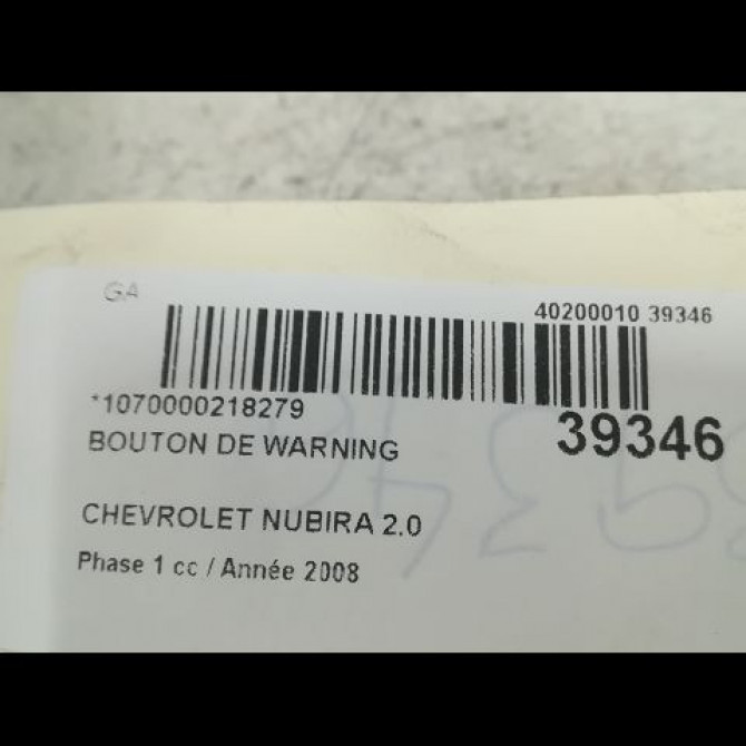 Bouton de warning occasion CHEVROLET NUBIRA Phase 1 01-2005->09-2009 2.0 TDCI 121ch 96551005 3