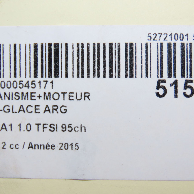 Mecanisme+moteur leve-glace arg occasion AUDI A1 A1 Phase 2 2014-12-01->2019-06-30 1.0 TFSI 95ch 8X4839461A 7
