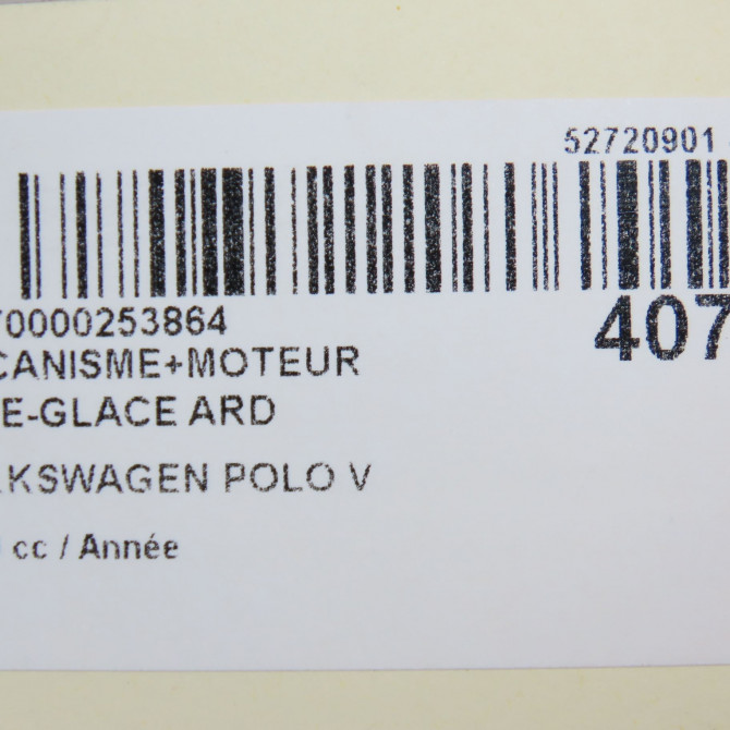 Mecanisme+moteur leve-glace ard occasion VOLKSWAGEN POLO V POLO V Phase 1 2009-09-01->2014-05-31 6R4839462G 7